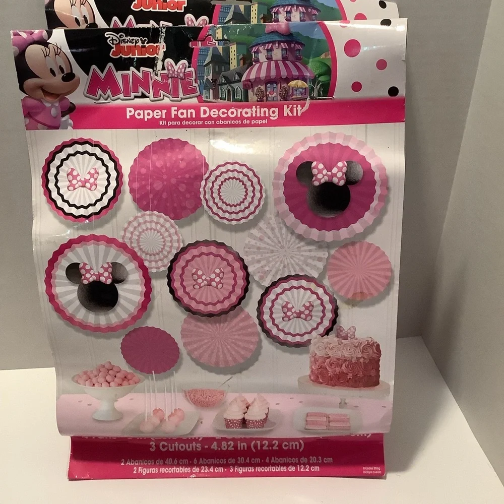 Disney Minnie Mouse Paper Fan Decorating Kit - Pink and‎ Black 2 PK